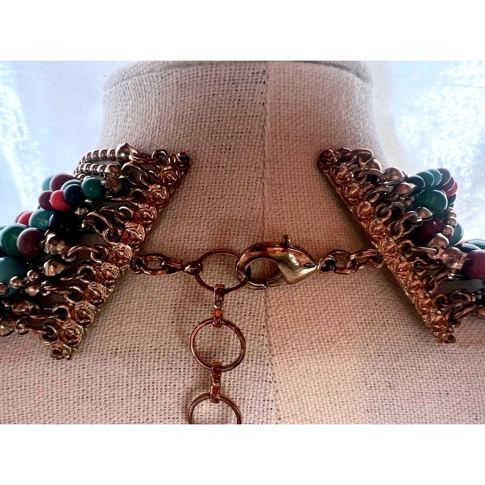 Multistrand Beaded Necklace Gold Amrita Singh Layered Statement Chunky Colorful - Picture 6 of 16